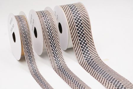 Бежевий Зигзаг та Чорний Візерунок Тканинний Риббон Набір_AI